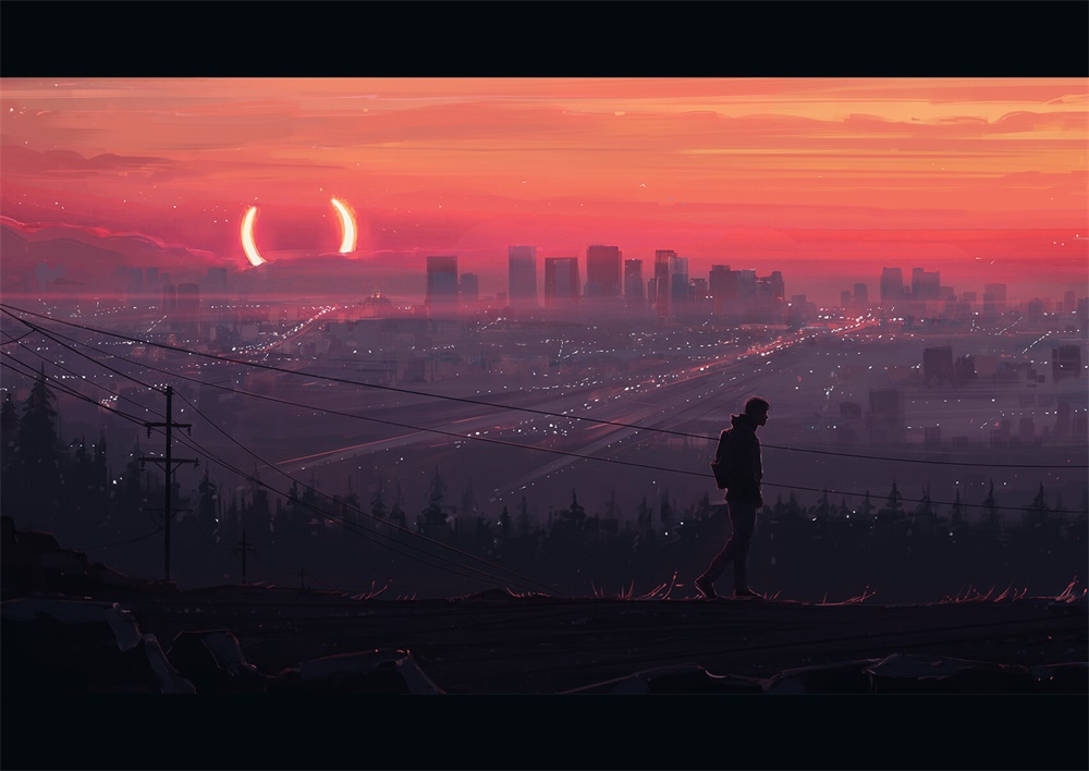 日暮黄昏！14款景观插画