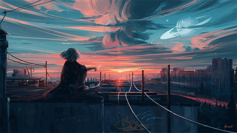 日暮黄昏！14款景观插画