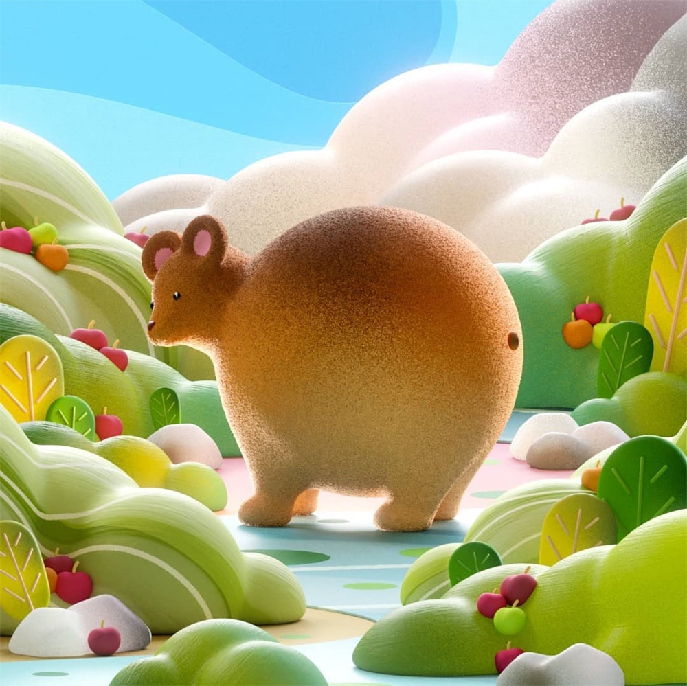 糖果色！12张圆润可爱的3D作品
