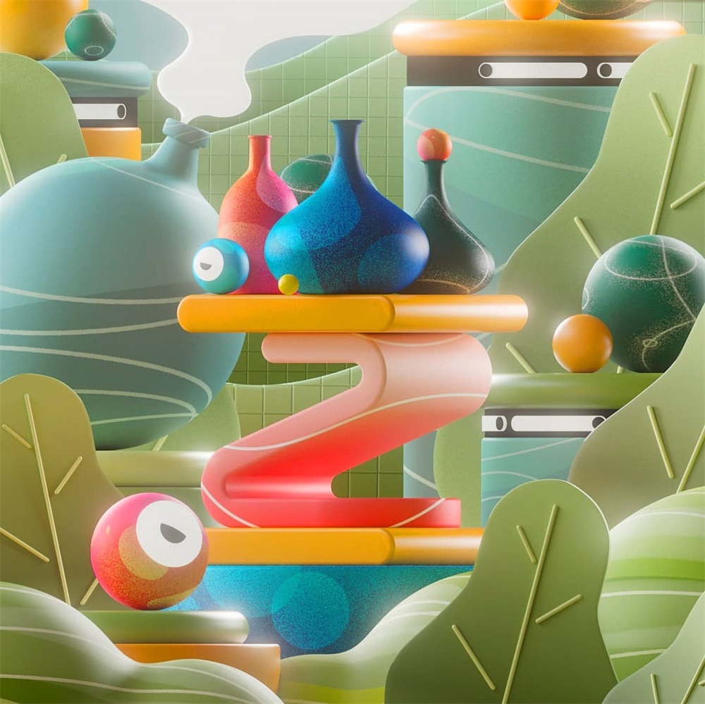 糖果色！12张圆润可爱的3D作品