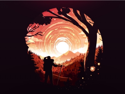 16张美轮美奂的渐变风景插画 - 16图