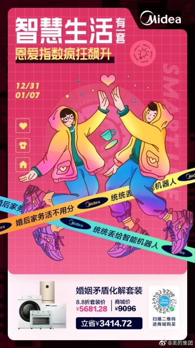 精选22张美的集团的插画营销海报 - 22图